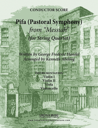 Book cover for Handel - Pifa (Pastoral Symphony) from Messiah (for String Quartet)