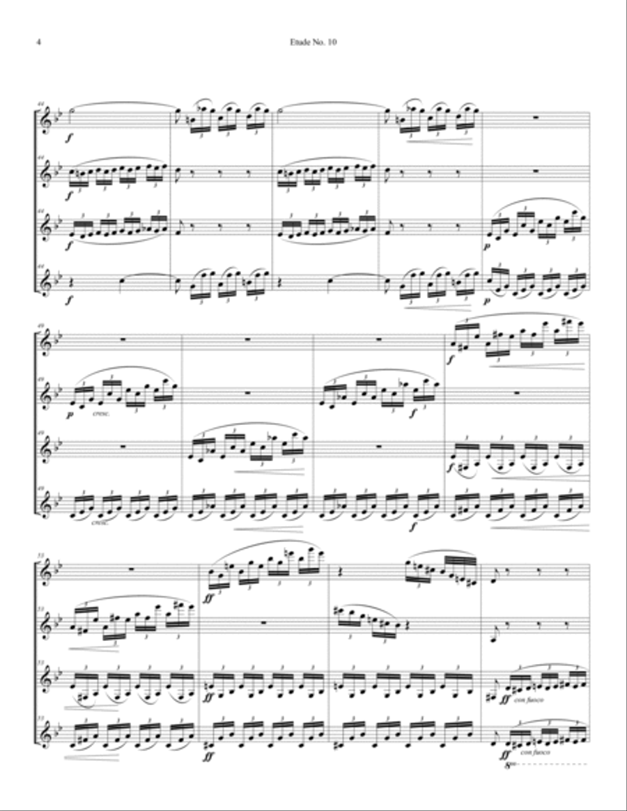 Franz Liszt, Etude No.10. Arranged for Clarinet Quartet Clarinet Quartet scores gallery preview page 4
