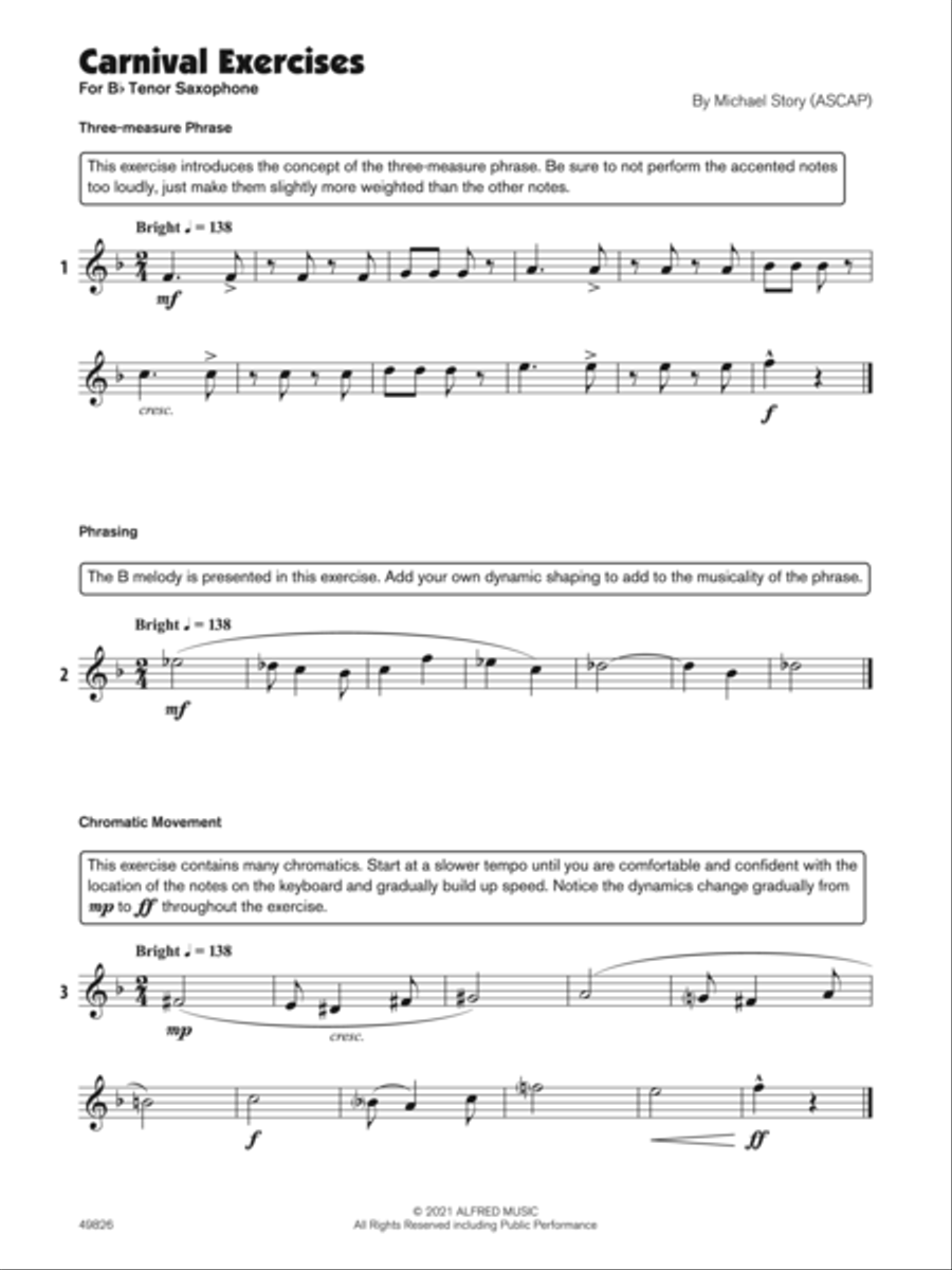 Carnival (Sound Innovations Soloist, Tenor Sax) Small Ensemble scores gallery preview page 3