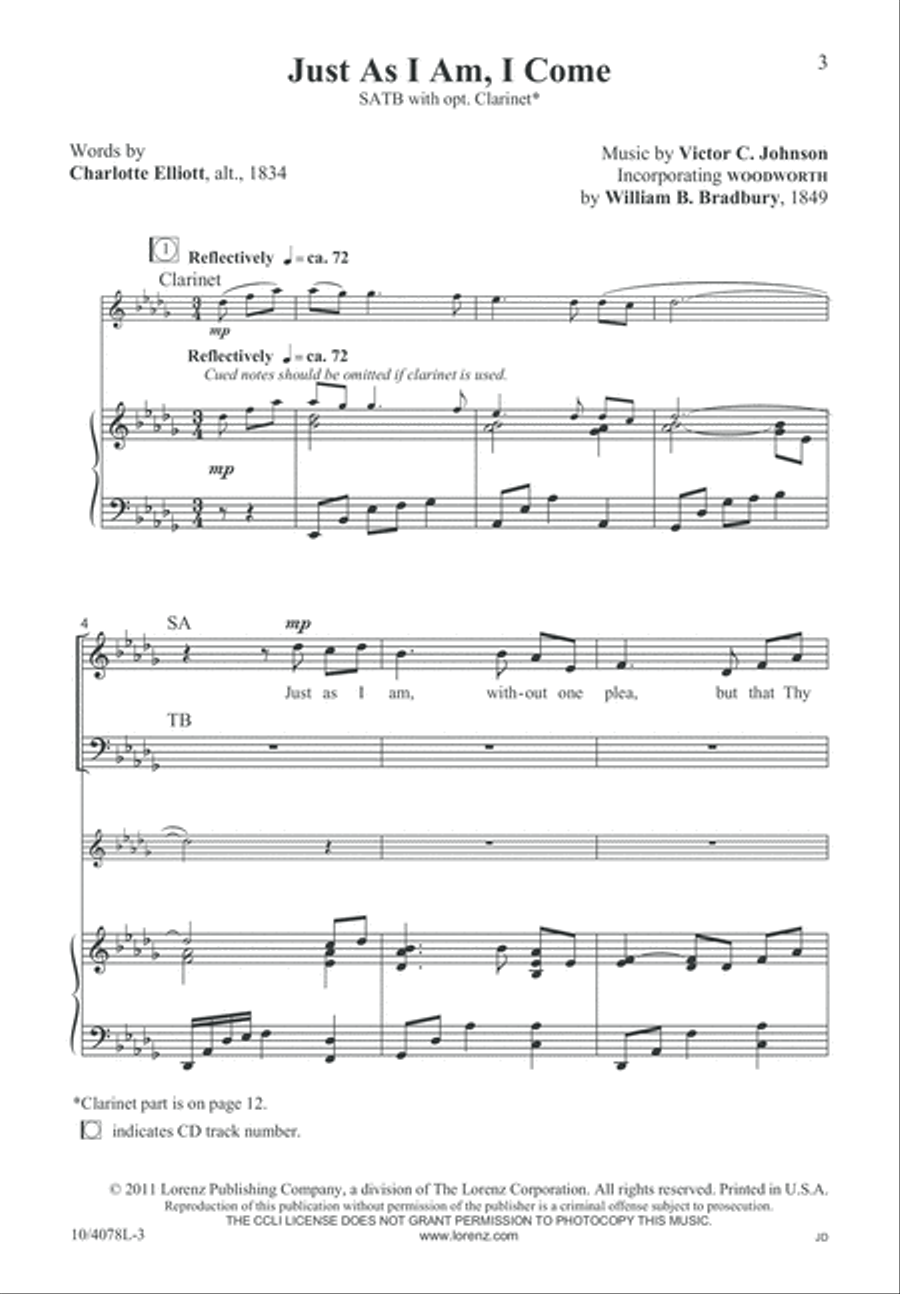 Just As I Am, I Come 4-Part scores gallery preview page 4