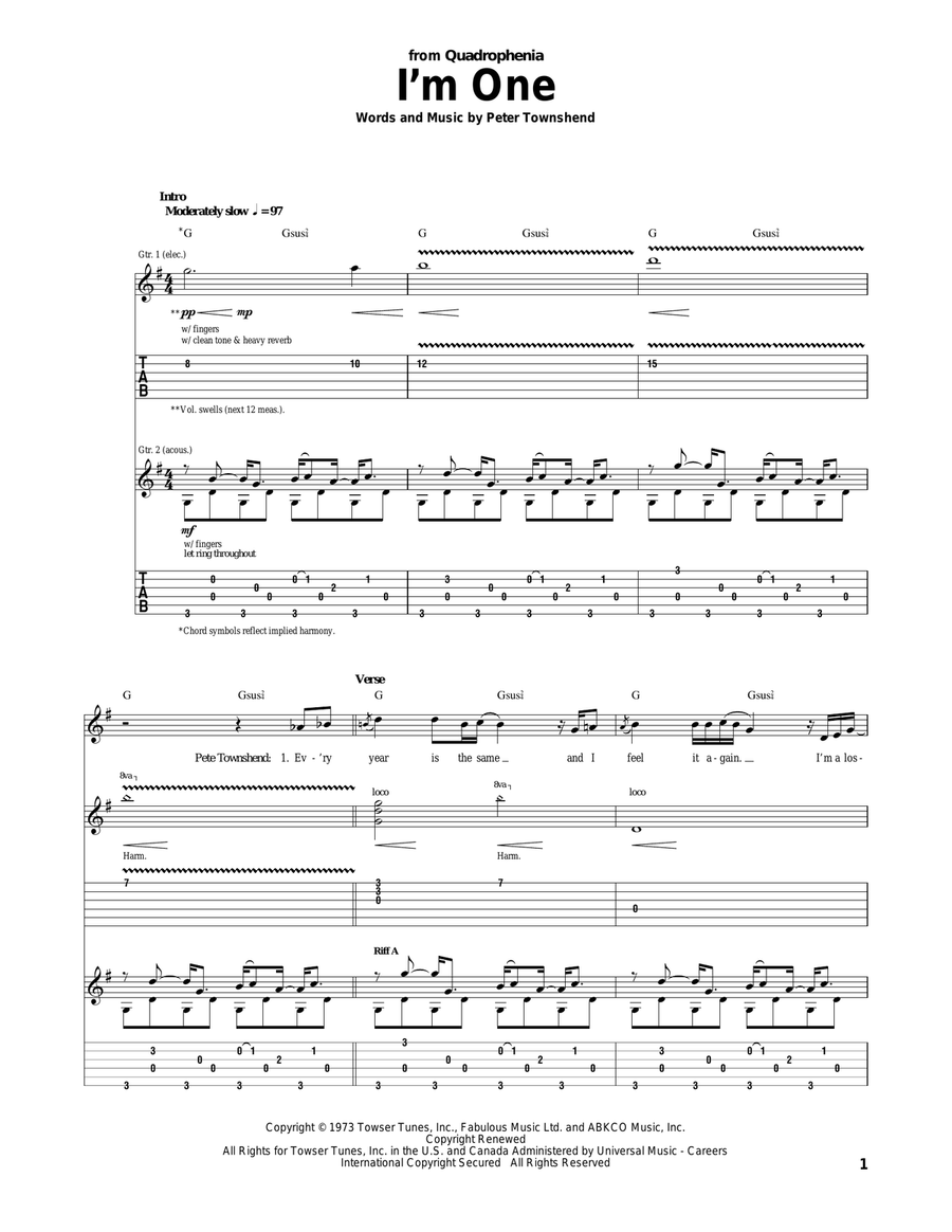 I'm One Acoustic Guitar scores gallery preview page 1