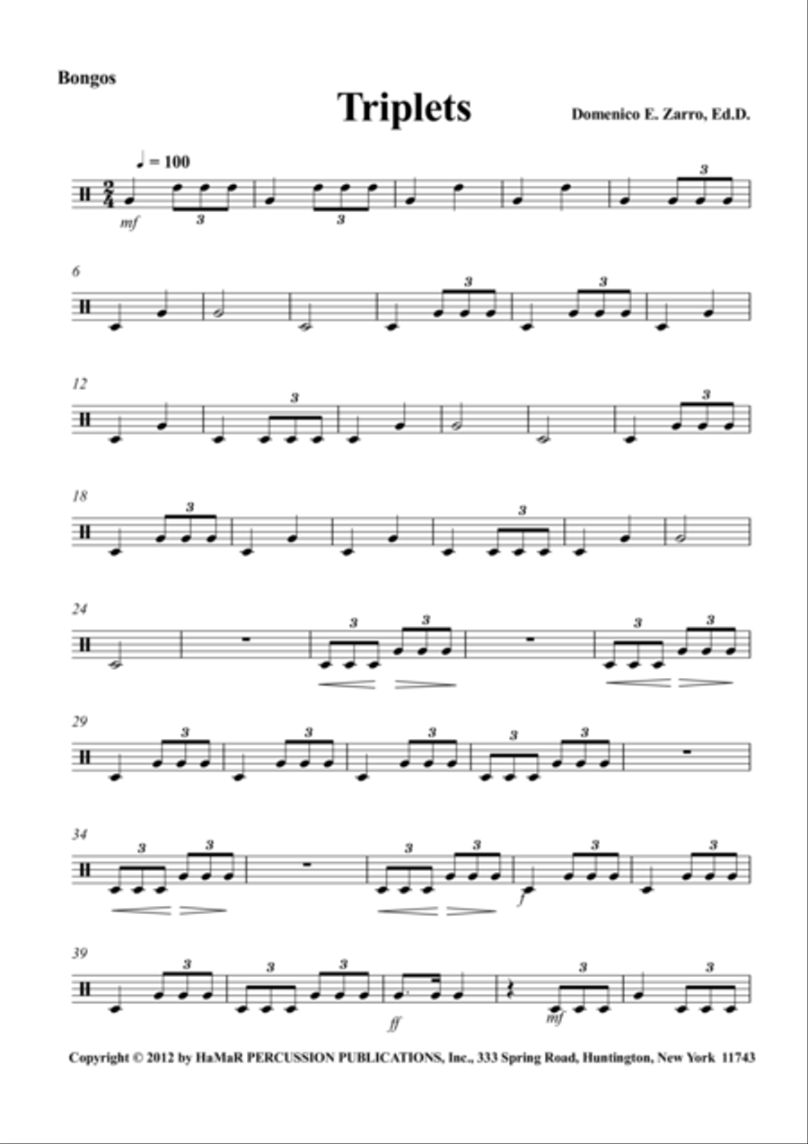 Triplets Percussion scores gallery preview page 1