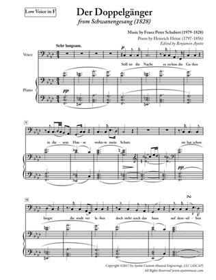 Schubert - Der Doppelganger for Low Voice in F minor