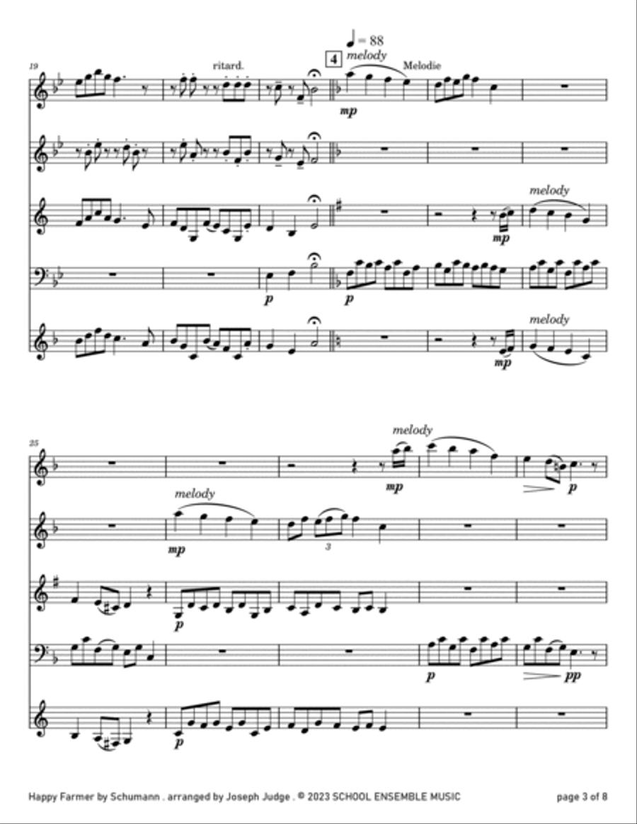 Happy Farmer by Schumann for Woodwind Quartet in Schools Woodwind Quartet scores gallery preview page 3