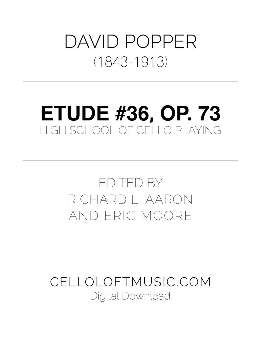 Popper (arr. Richard Aaron): Op. 73, Etude #36 Cello Solo scores gallery preview page 1