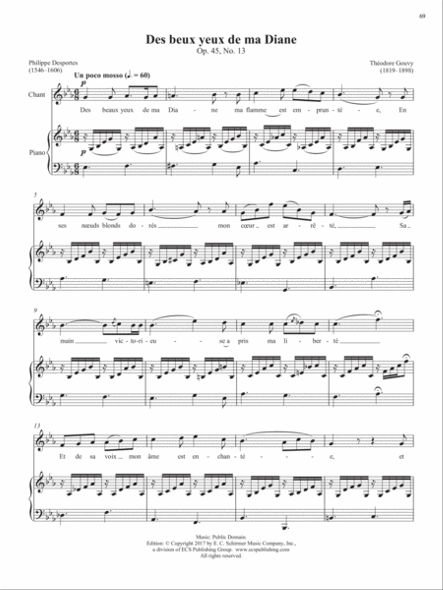 Op. 45, No. 13: Des beaux yeux de ma Diane from Songs of Gouvy, V2 Voice Solo scores gallery preview page 2