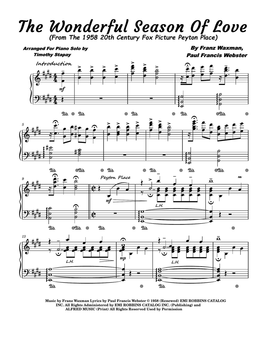 The Wonderful Season Of Love Piano Solo scores gallery preview page 1