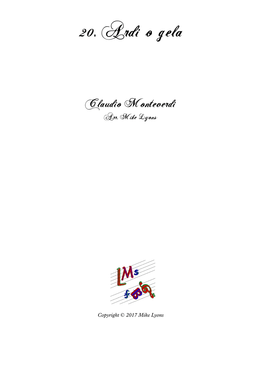 Monteverdi First Book of Madrigals - No 20. Ardi o Gela Brass Ensemble scores gallery preview page 1