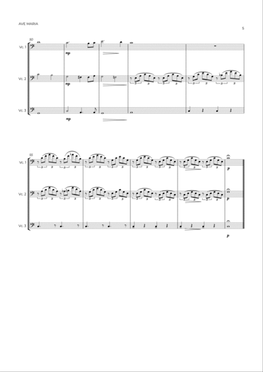 AVE MARIA - SCHUBERT - CELLO TRIO String Trio scores gallery preview page 5