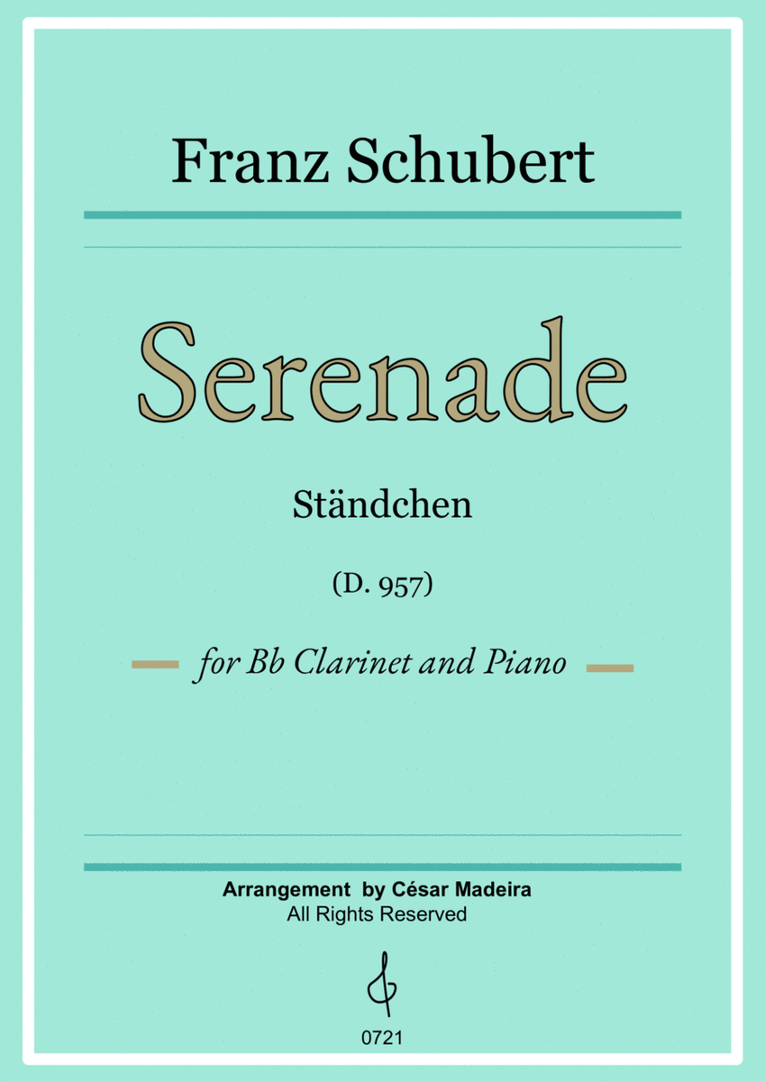 Serenade (D.975) by Schubert - Bb Clarinet and Piano (Full Score) image number null