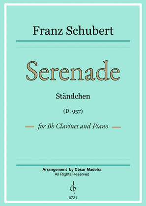 Book cover for Serenade (D.975) by Schubert - Bb Clarinet and Piano (Full Score)