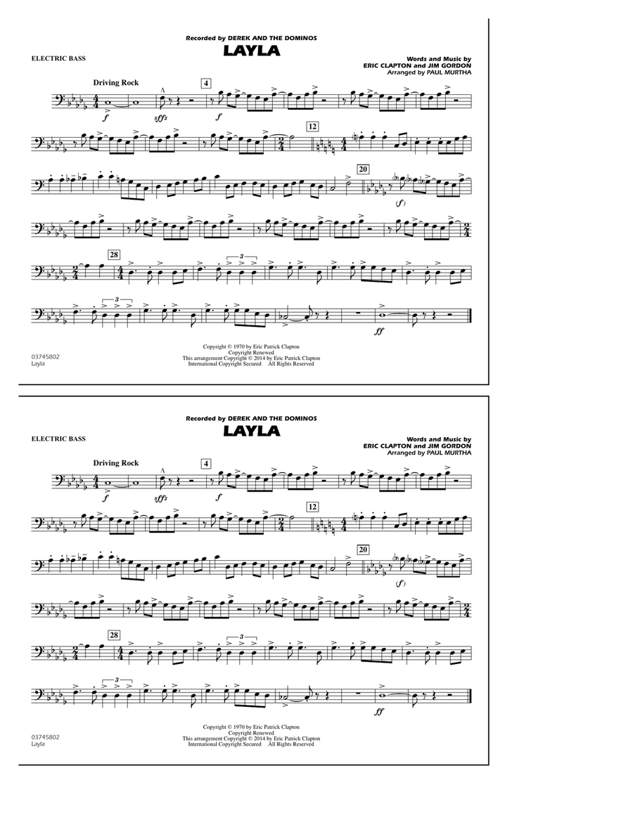 Layla - Electric Bass Marching Band scores gallery preview page 1