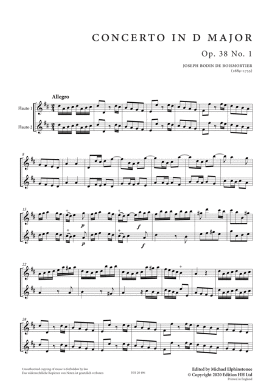 Six Concertos, Op. 38 Flute Duet scores gallery preview page 2