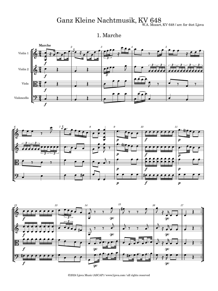 Ganz Kleine Nachtmusik, KV 648 String Trio scores gallery preview page 3