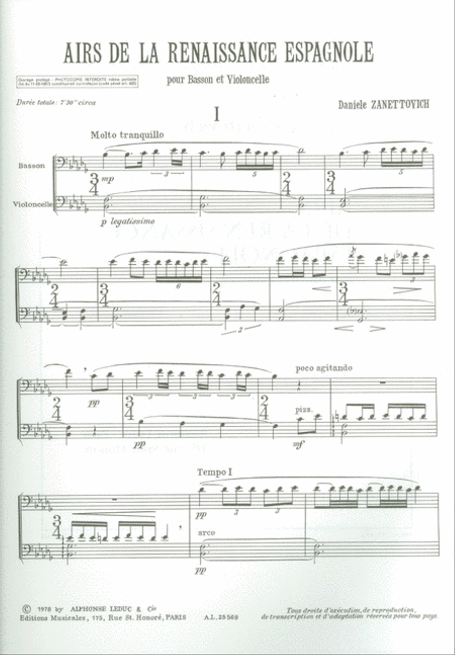 Airs De La Renaissance Espagnole (bassoon & Cello) Bassoon Solo scores gallery preview page 2