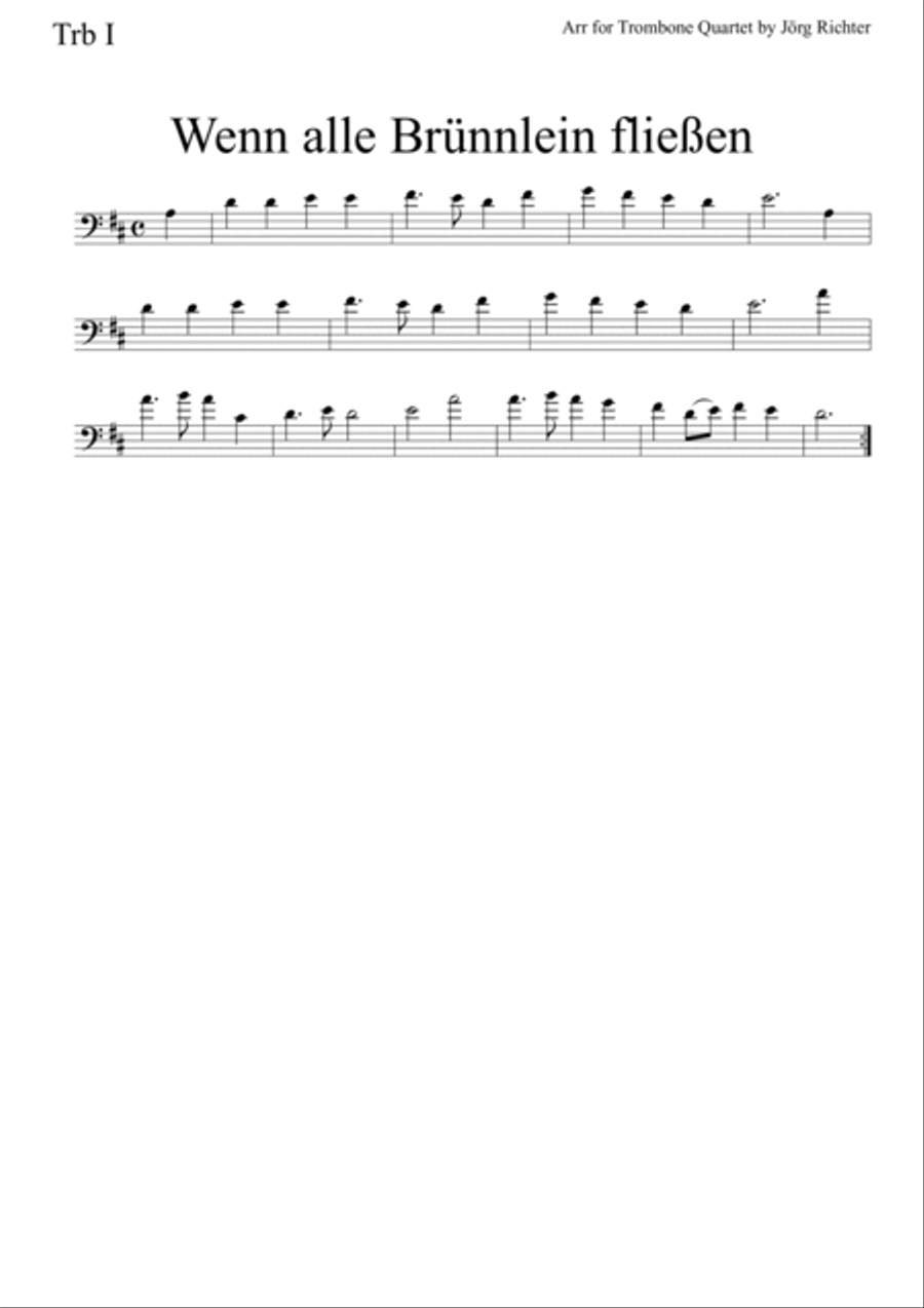 Wenn alle Brünnlein fließen for Trombone Quartet Brass Quartet scores gallery preview page 3