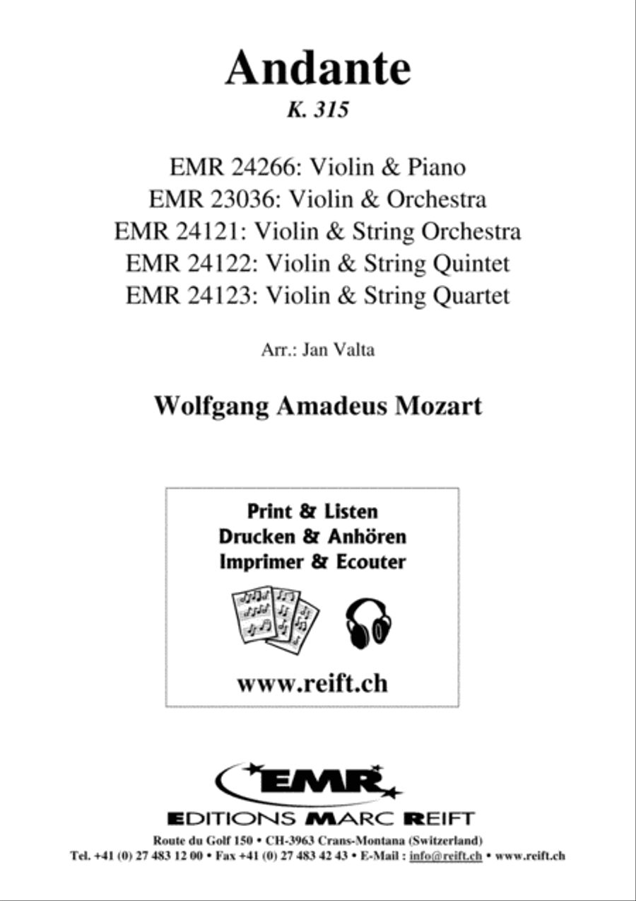 Andante Violin Solo scores gallery preview page 1