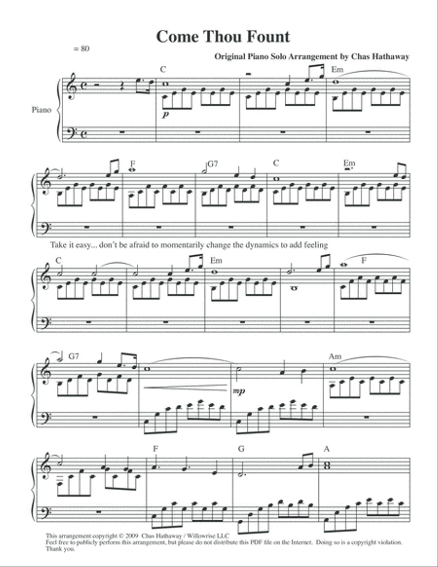 Come Thou Fount Piano Solo scores gallery preview page 3