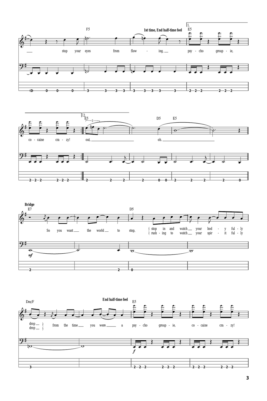 Psycho bass tab system of a down shop