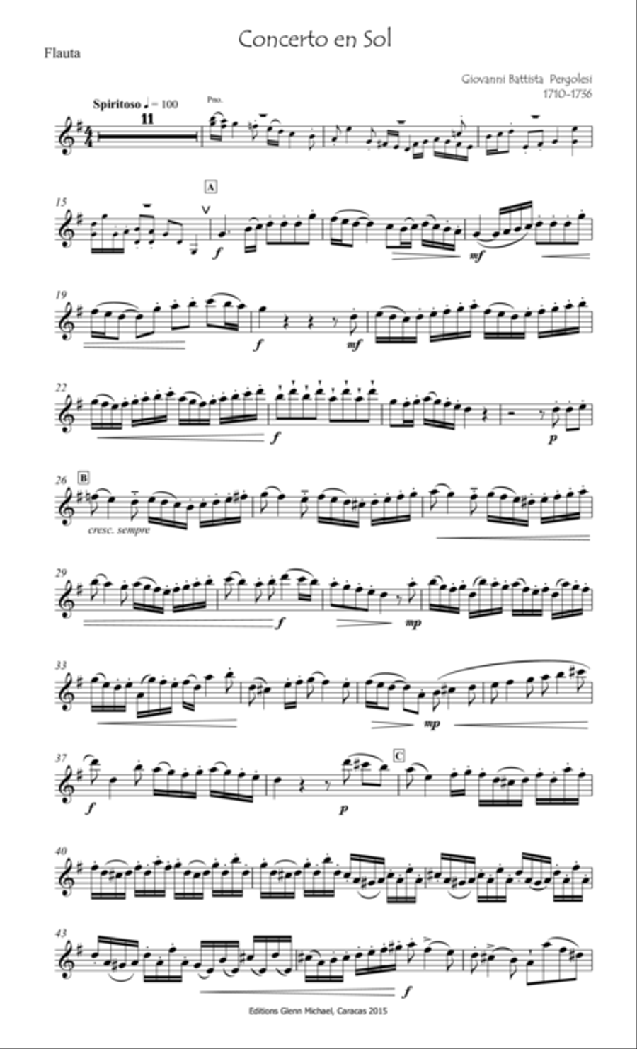 Concerto for flute & piano Flute Solo scores gallery preview page 2
