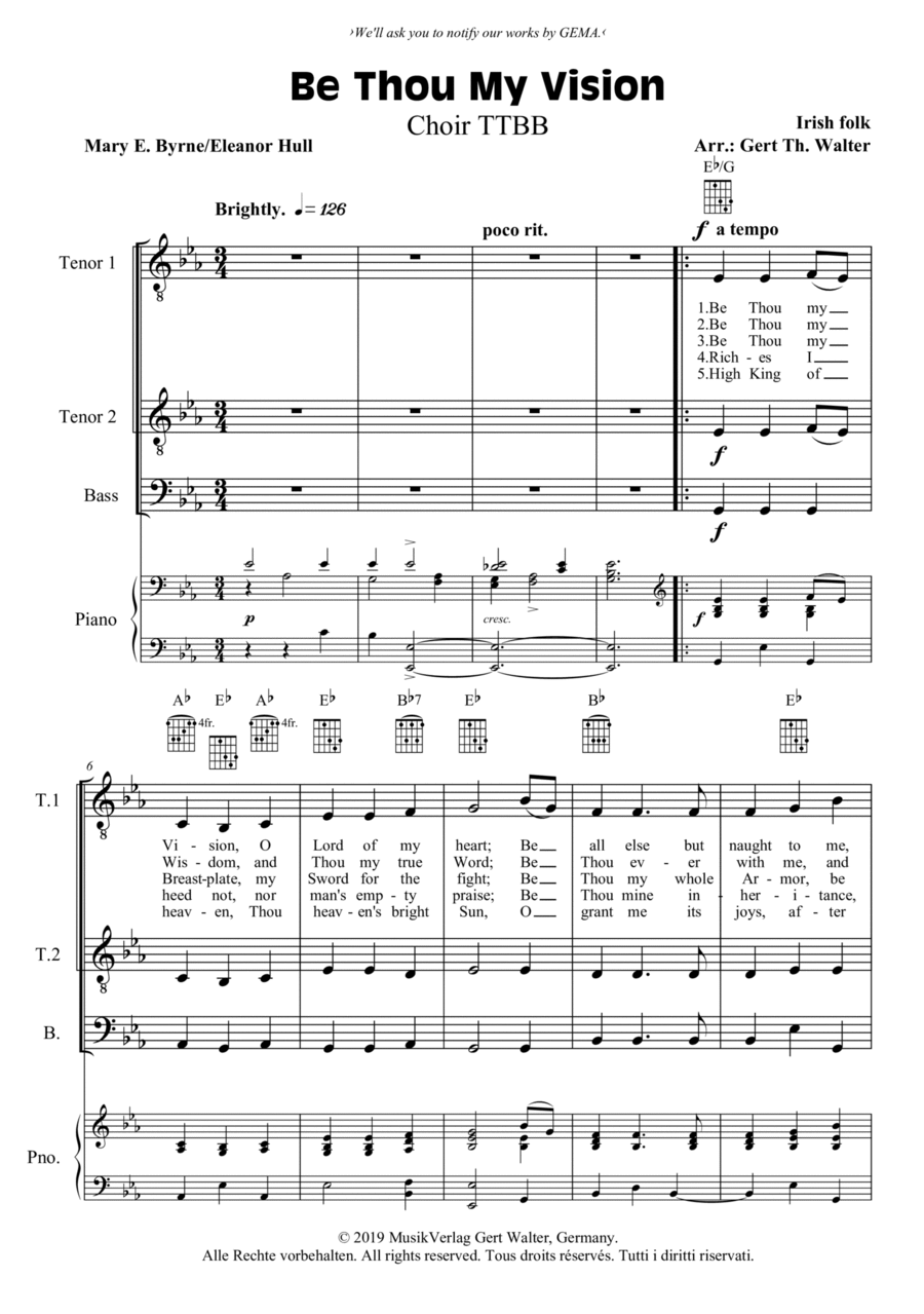 Be Thou My Vision Be Thou My Vision TTBB scores gallery preview page 1