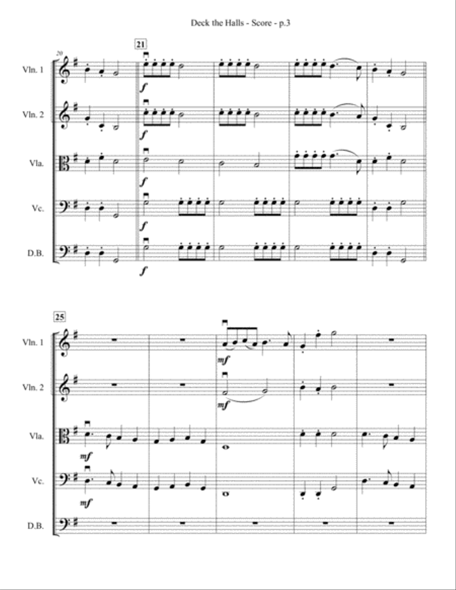 Deck the Halls - String Trio/Quartet/Ensemble String Quartet scores gallery preview page 4