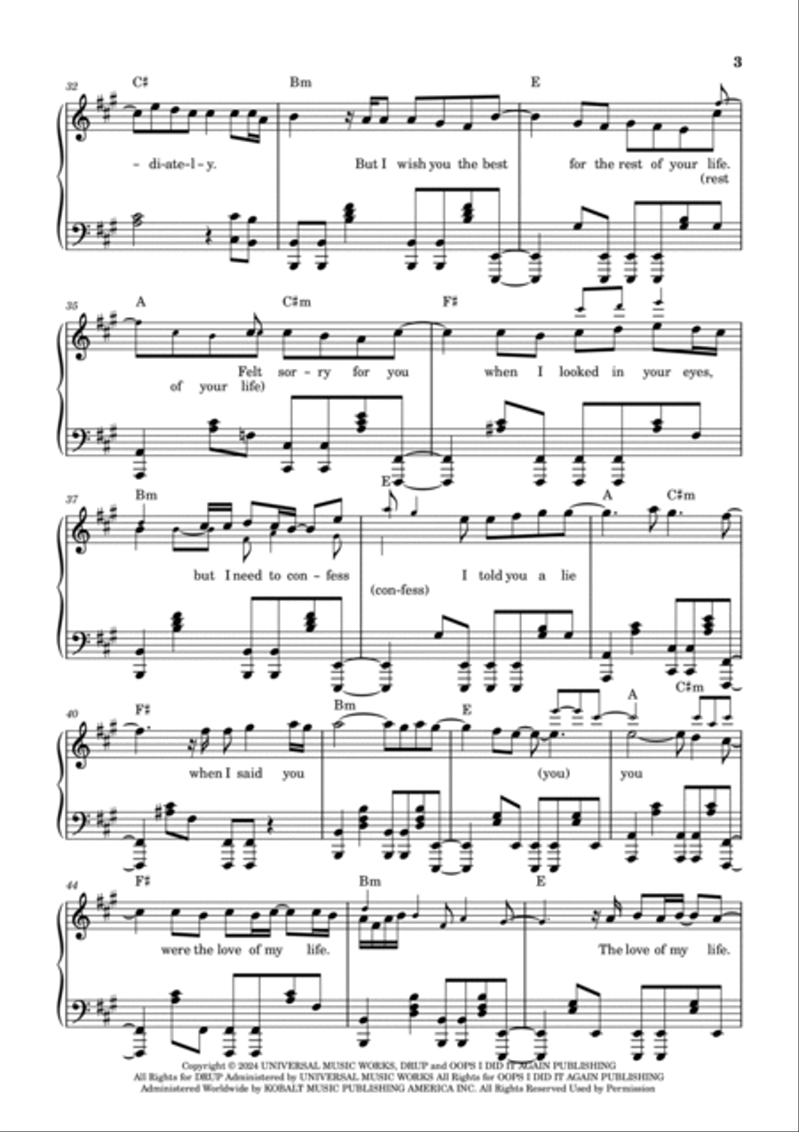 L'amour De Ma Vie Piano Solo scores gallery preview page 3