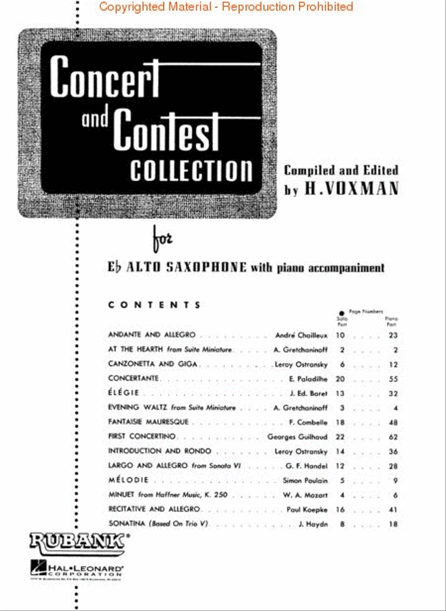Concert and Contest Collections - Alto Saxophone (Alto Saxophone solo part)
