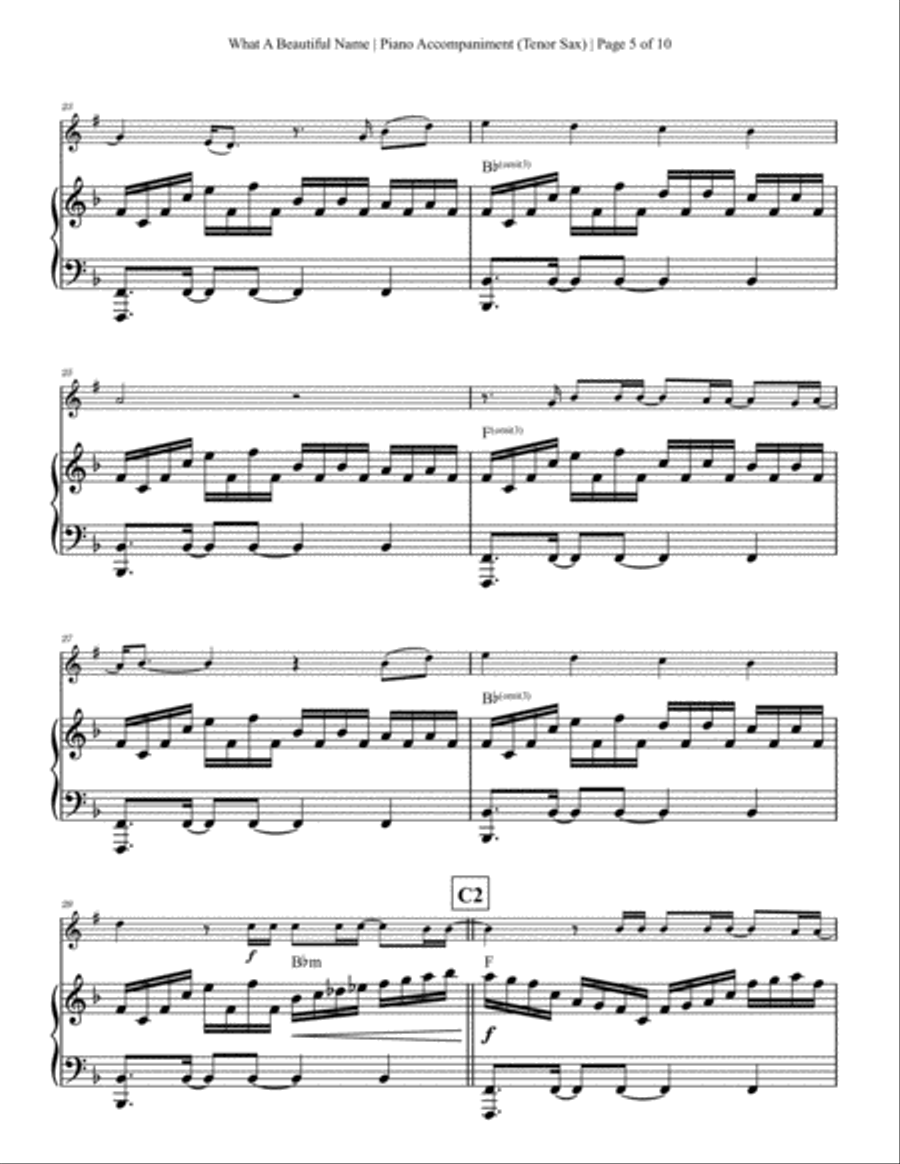 What A Beautiful Name Tenor Saxophone scores gallery preview page 5