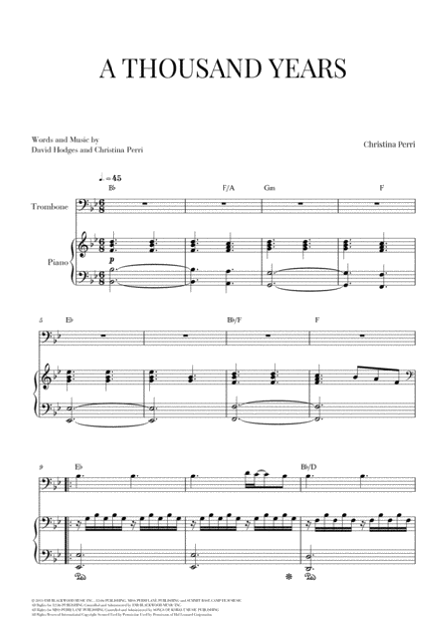 A Thousand Years A Thousand Years Piano, Vocal, Guitar scores gallery preview page 1