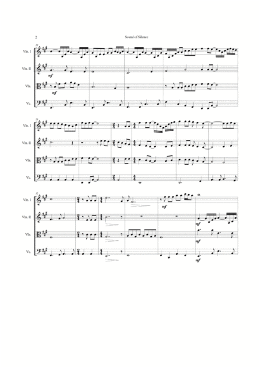 The Sound Of Silence String Quartet scores gallery preview page 2