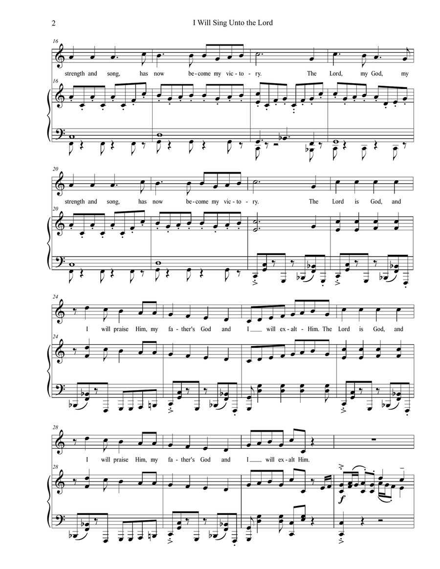I Will Sing Unto the Lord(Horse and Rider) Piano, Vocal scores gallery preview page 2