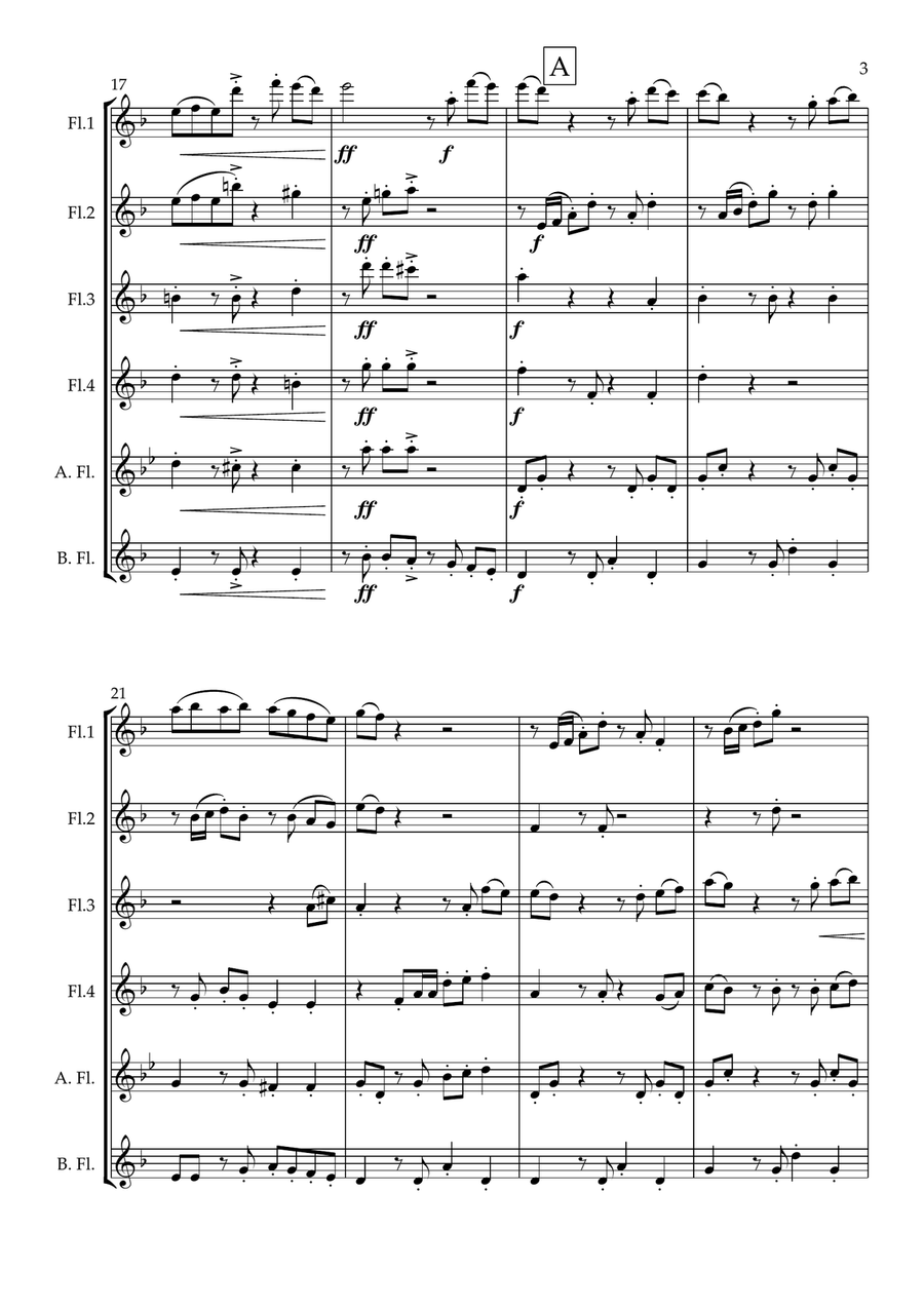 Jacaranda. Original Tango for Flute Choir Flute Choir scores gallery preview page 4