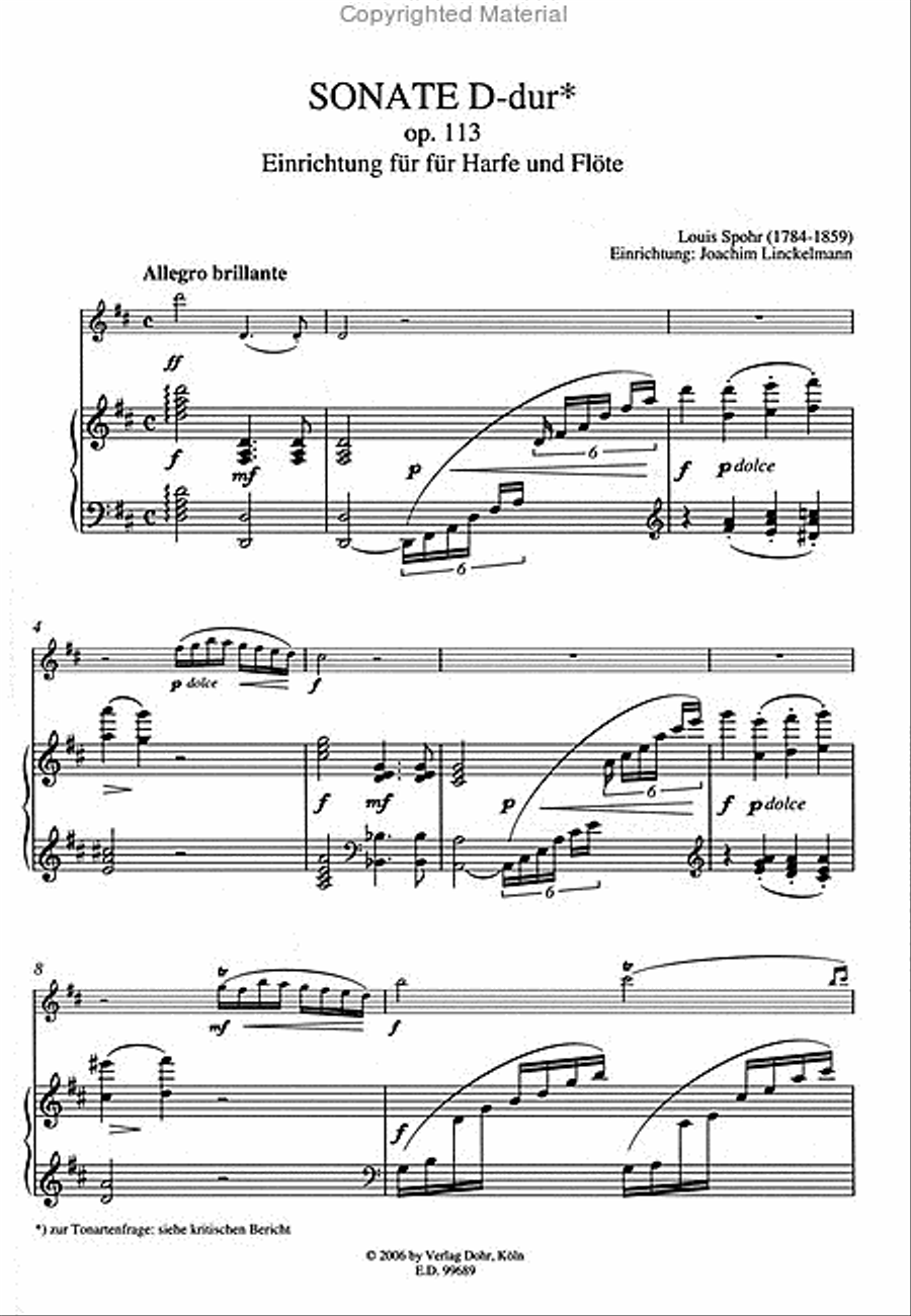 Sonate D-Dur op. 113 (1806) -Einrichtung für Harfe und Flöte- Flute scores gallery preview page 2