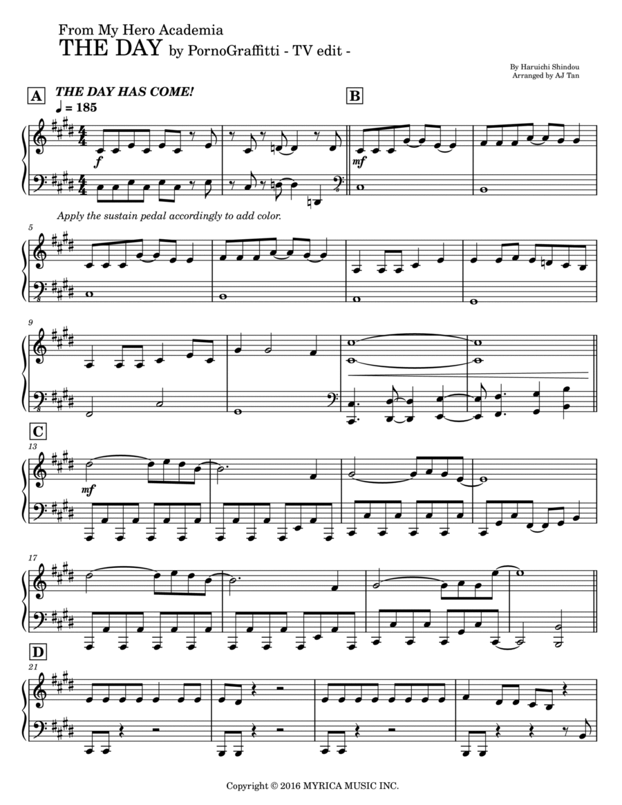 The Day Piano Solo scores gallery preview page 1