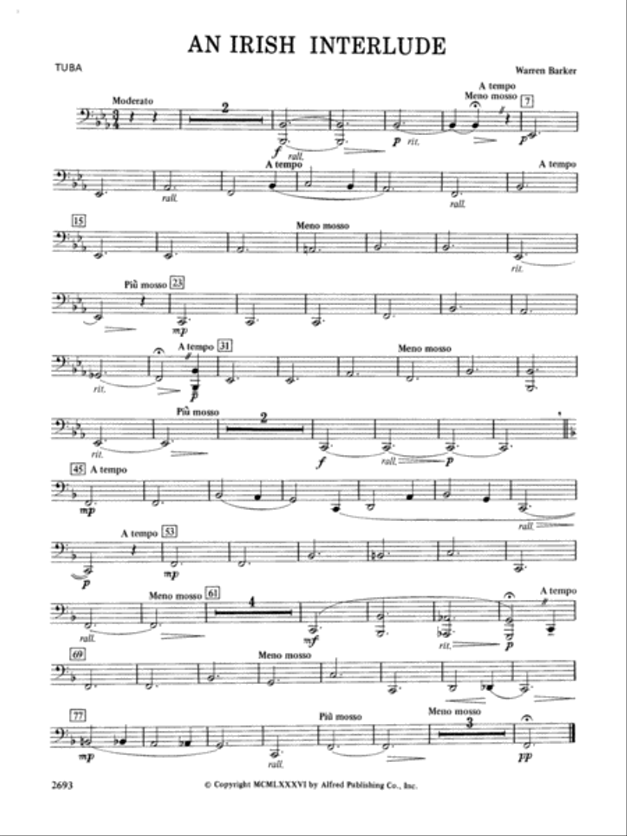 An Irish Interlude: Tuba An Irish Interlude: Tuba Concert Band scores gallery preview page 1