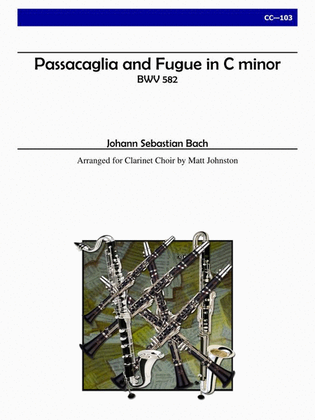 Book cover for Passacaglia and Fugue in C minor for Clarinet Choir