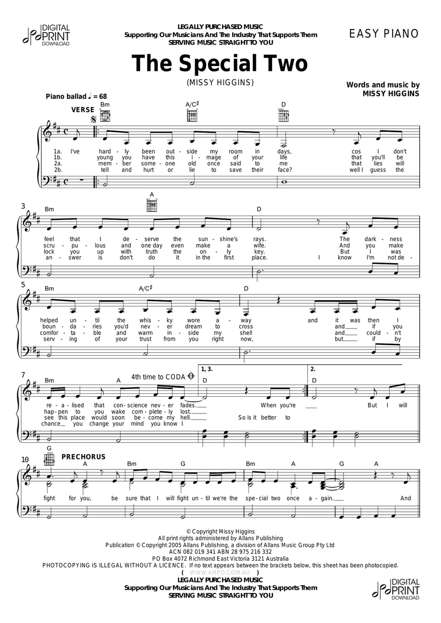 The Special Two The Special Two Easy Piano scores gallery preview page 1