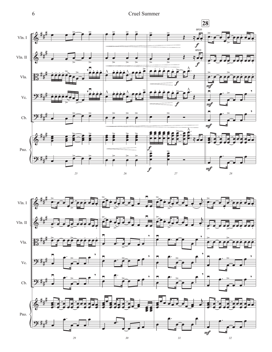 Cruel Summer String Orchestra scores gallery preview page 6