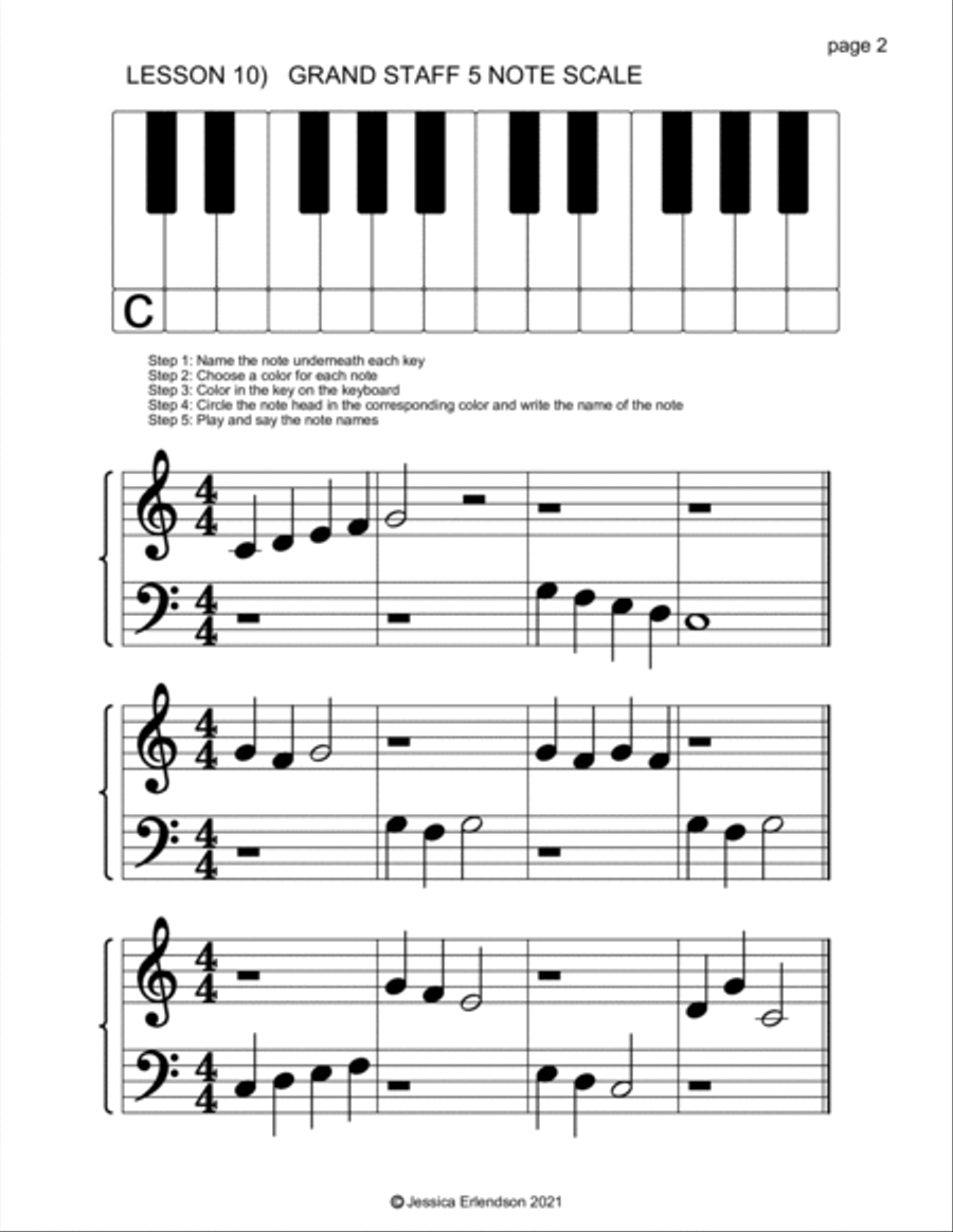 Music Theory booklet lesson 10 - the Grand Staff Concert Band scores gallery preview page 3