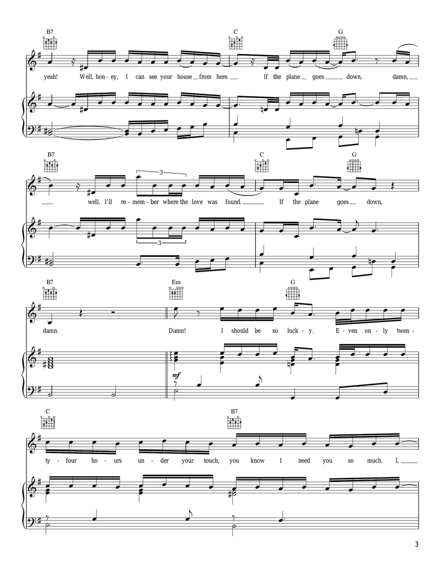 Plane Piano, Vocal, Guitar scores gallery preview page 3