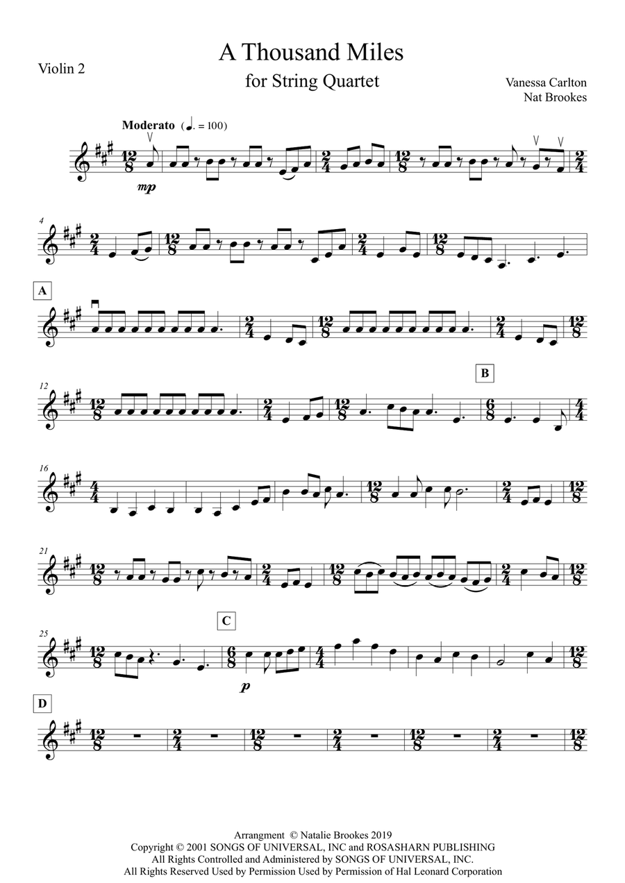 A Thousand Miles String Quartet scores gallery preview page 4