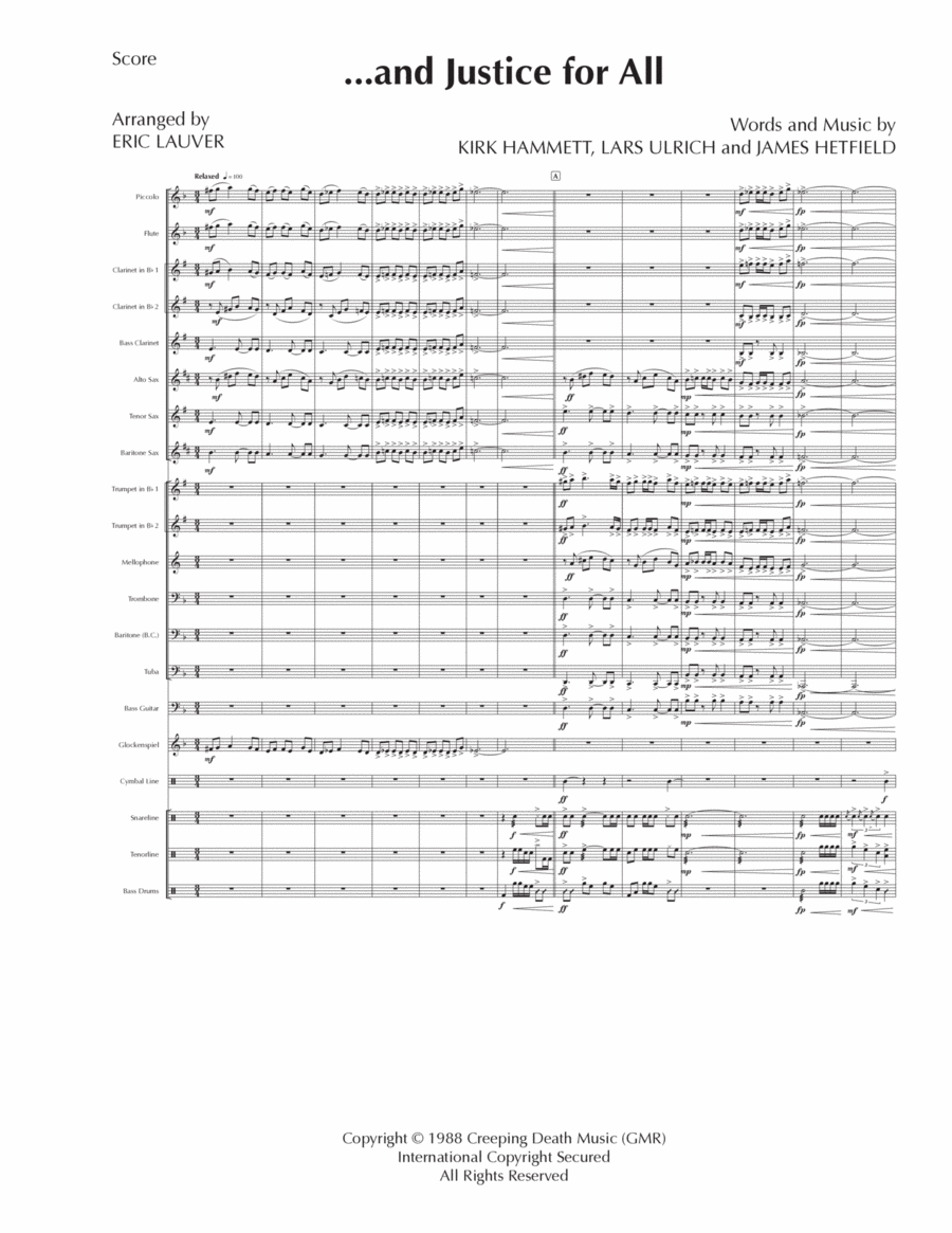 ...and Justice For All ...and Justice For All Marching Band scores gallery preview page 1