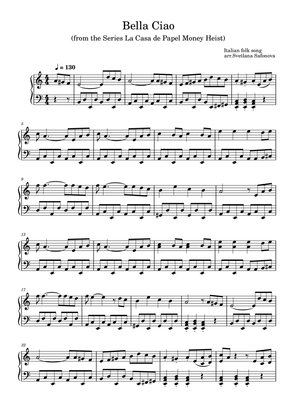 Bella Ciao - La Casa de Papel - piano intermediate sheet music