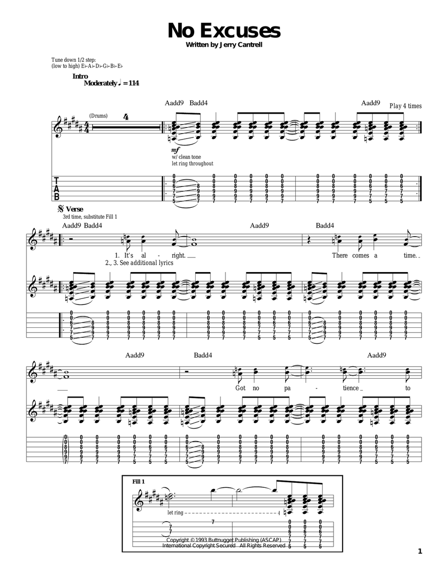 No Excuses Acoustic Guitar scores gallery preview page 1