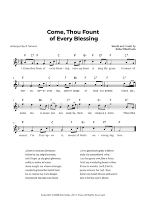 Come Thou Fount of Every Blessing (Key of F Major)
