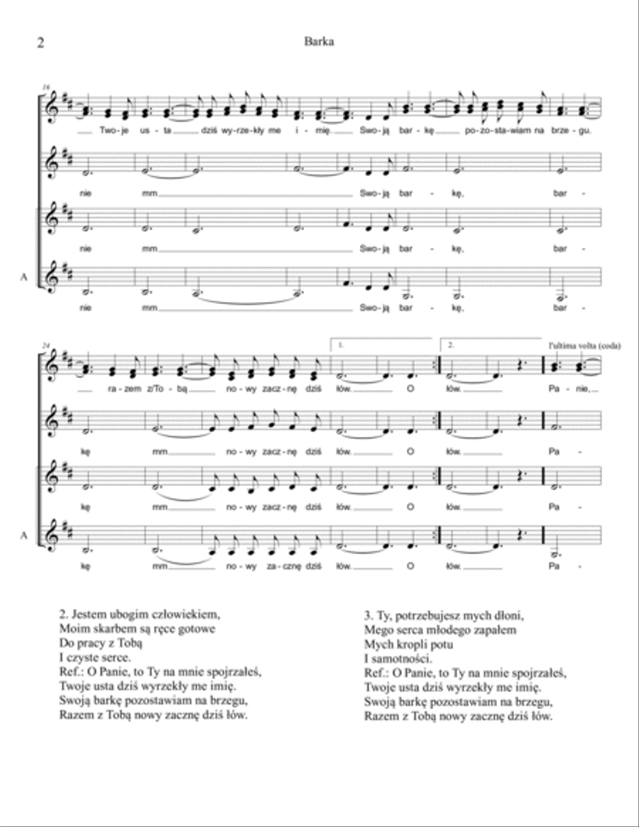 Barka (Polish version Pescador de hombres) SSAA scores gallery preview page 2