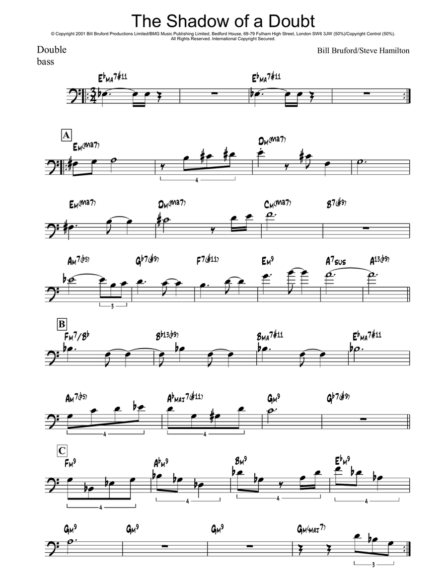 The Shadow Of A Doubt Bass Guitar scores gallery preview page 1