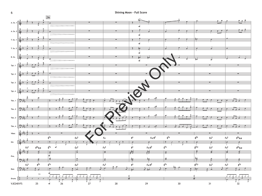 Shining Moon (Score) Jazz Ensemble scores gallery preview page 7