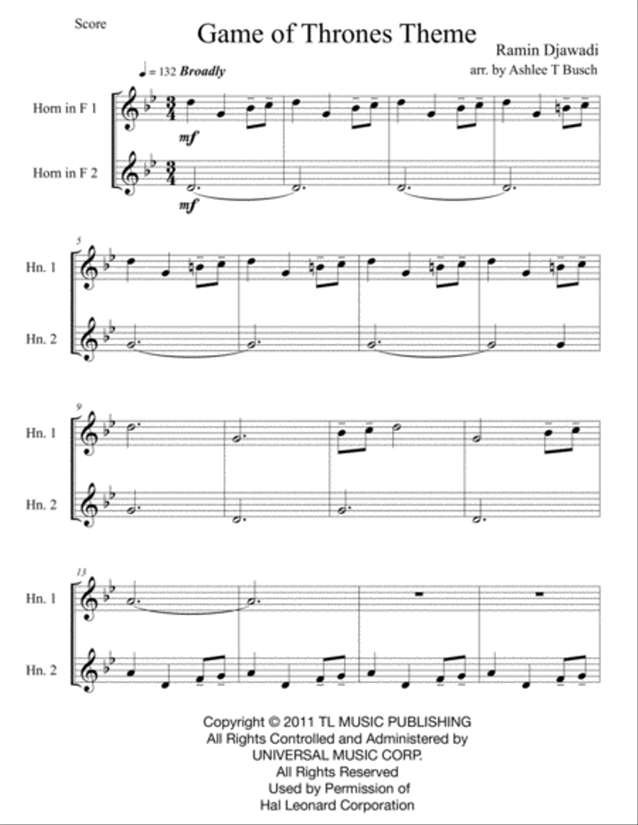 Game Of Thrones Brass Duet scores gallery preview page 2
